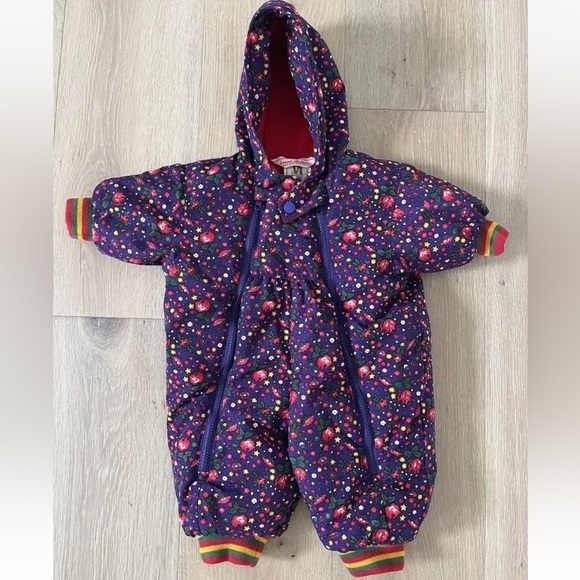 Hanna Andersson Girls Outerwear floral print Snowsuit size 60 *G25 - Picture 1 of 2